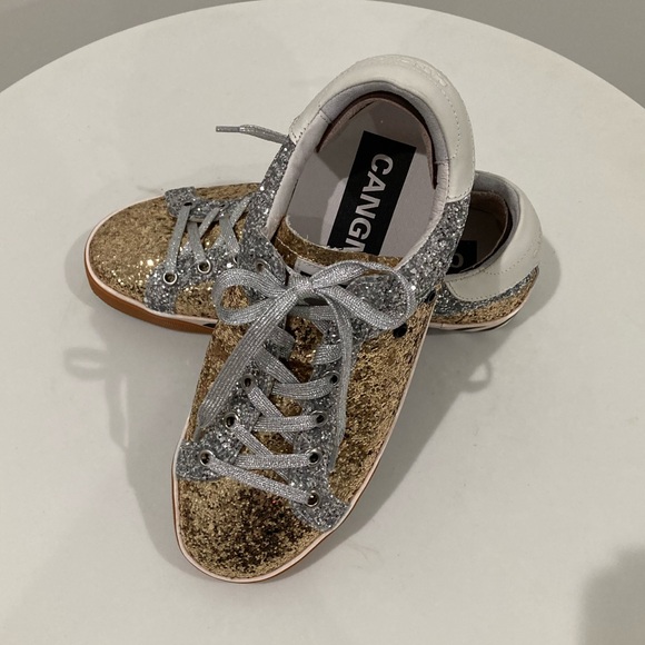 CANGMA Sneakers Italian Luxury Brand Gold Silver Glitter Women Euro 41 US 10 - Picture 12 of 17